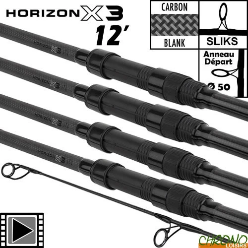 Canne Fox Horizon X3 50mm 12' 3lbs (les 4) 1 Canne Fox Horizon X3 50mm 12' 3lbs (les 4)