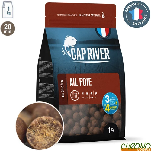 Bouillettes Cap River Ail Foie 20mm 1kg 1 Bouillettes Cap River Ail Foie 20mm 1kg
