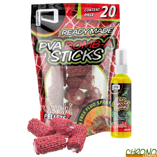 Stick PVA Pelzer Bomb-A Sushi + Booster Fluo (les 20) 1 Stick PVA Pelzer Bomb-A Sushi + Booster Fluo (les 20)